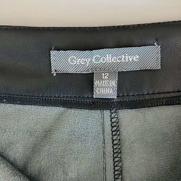 NWOT Grey Collective Faux Leather Flare Pants In Jet Black Size 12 - Picture 4 of 8